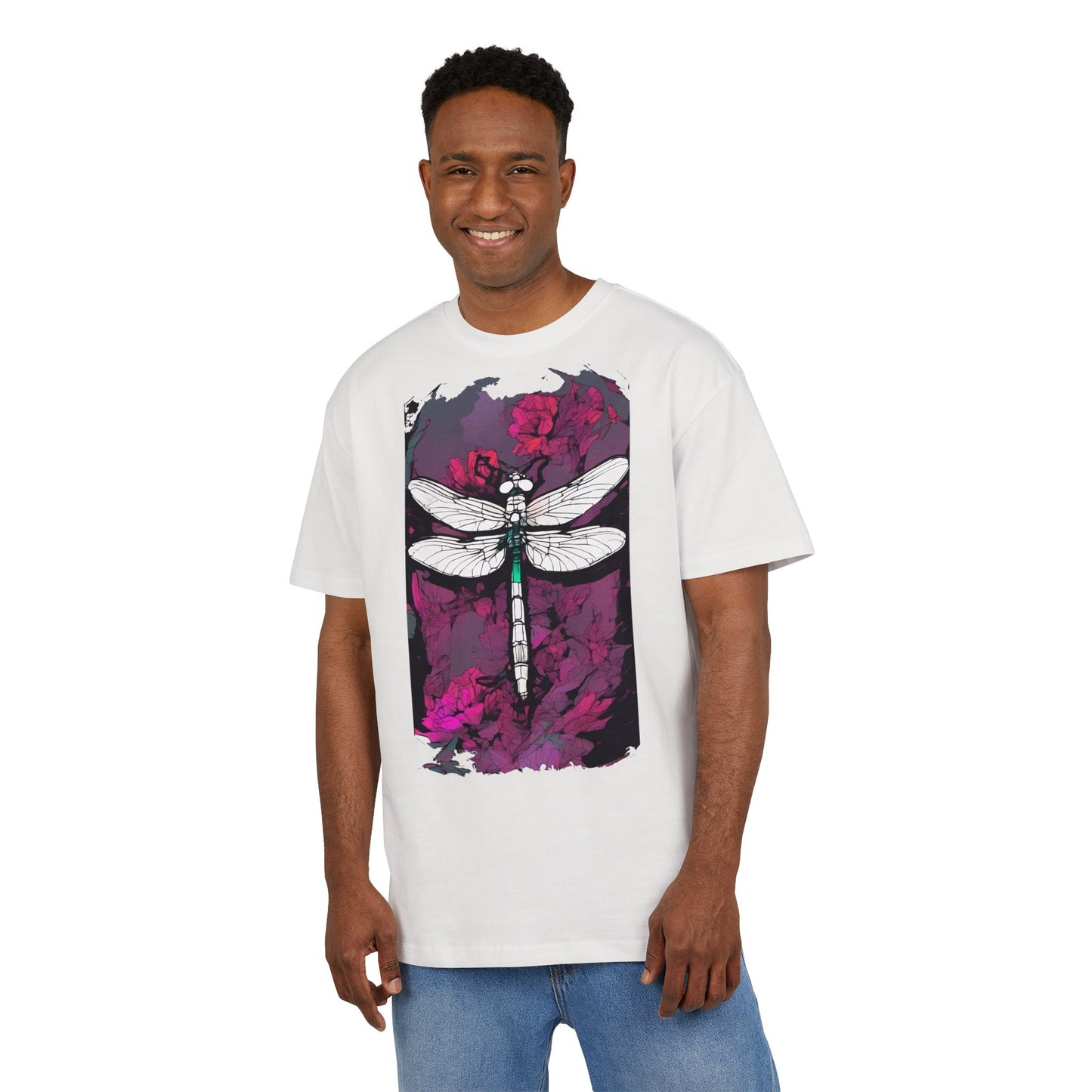 Dragonfly Art Unisex Heavy Oversize Tee, Nature Lover Shirt, Gift for Her, Artistic Tee, Summer Fashion, Relaxed Fit Clothing