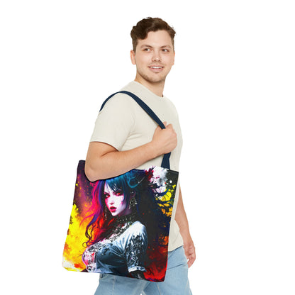 Vibrant Art Tote Bag, Gothic Chic Shopper, Colorful Beach Bag, Unique Gift for Her, Boho Style Tote, Festival Essential