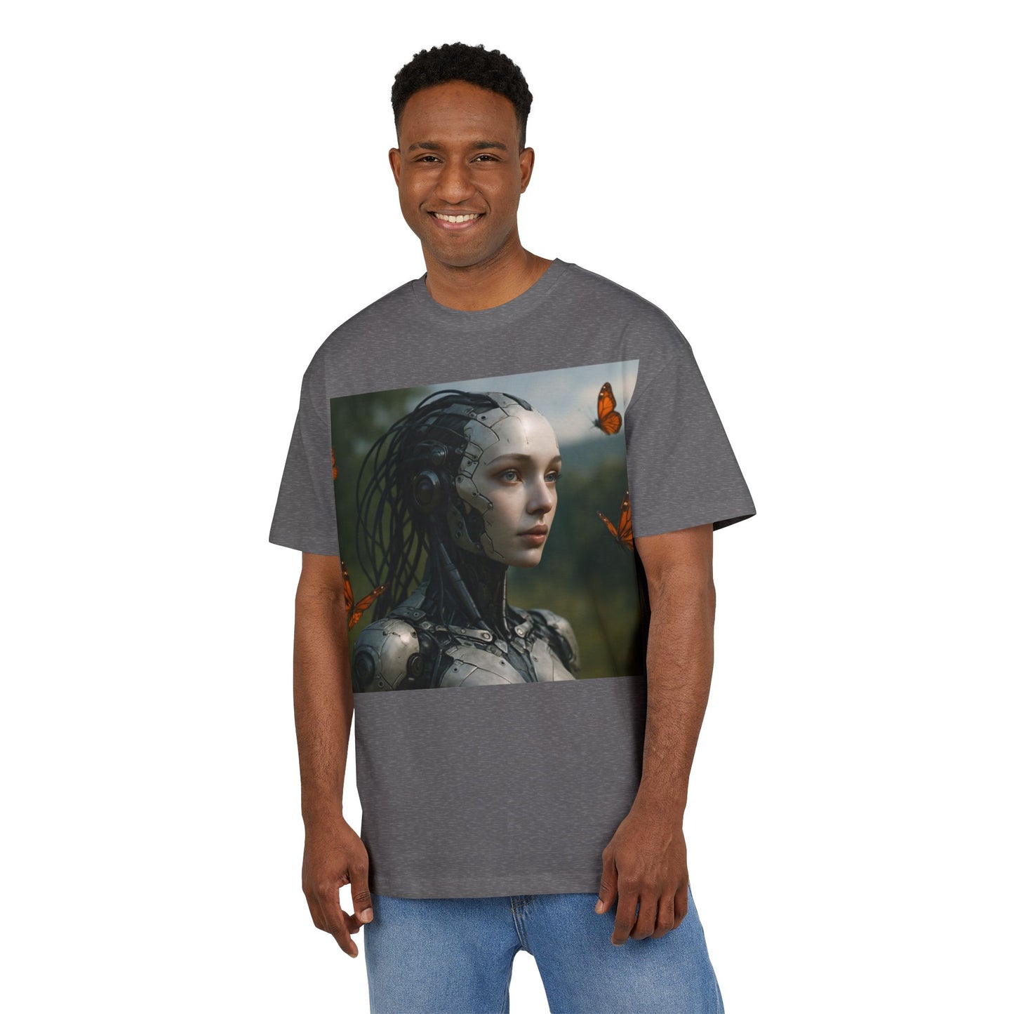 Futuristic Robot Graphic Tee, Oversize T-Shirt, Unisex Relaxed Fit Shirt, Casual Wear, Gift for Tech Lovers