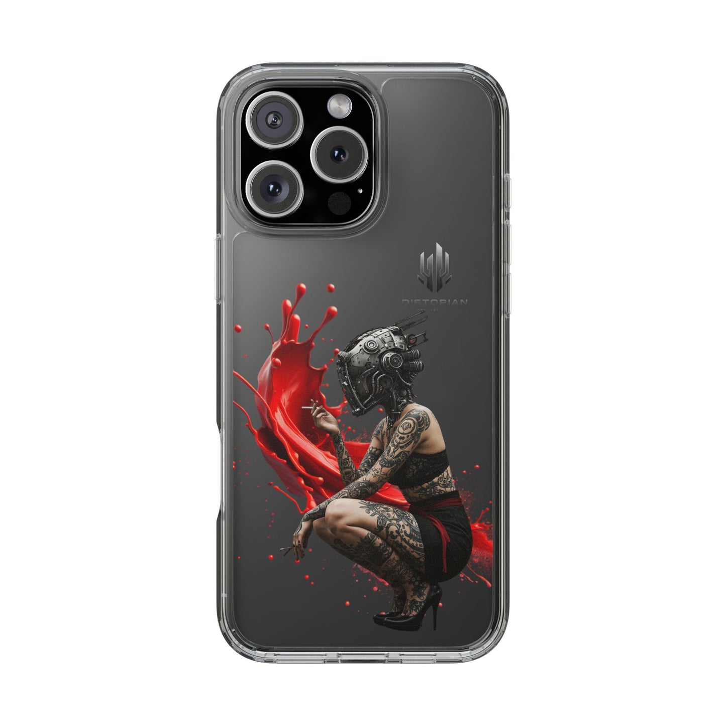 Dystopian Art Clear Phone Case - Futuristic Style with Bold Design