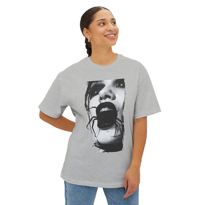 Spooky Spider Graphic Tee, Unisex Oversized Black Widow Shirt, Halloween Apparel, Creepy Casual Wear, Unique Gift Idea