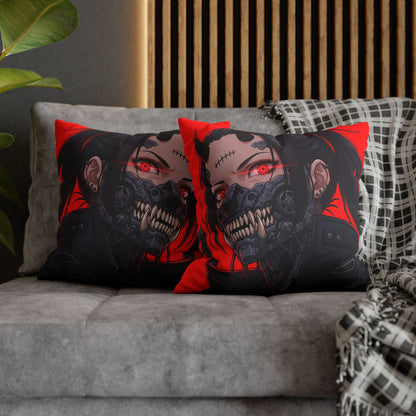 Gothic Anime Pillowcase, Decorative Throw Pillow, Cyberpunk Square Cushion, Bedroom Decor, Unique Gift for Fans, Cozy Home Accents