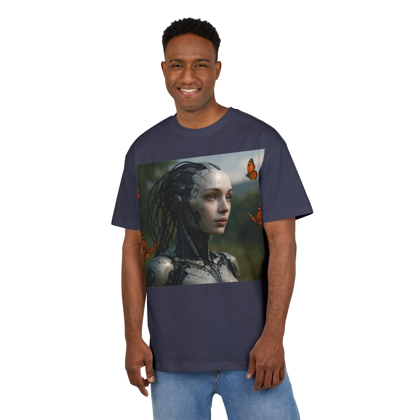 Futuristic Robot Graphic Tee, Oversize T-Shirt, Unisex Relaxed Fit Shirt, Casual Wear, Gift for Tech Lovers