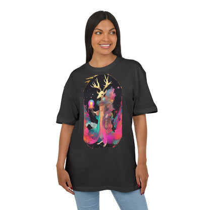 Cosmic Stag Unisex Oversize Tee | Bohemian Vibe T-Shirt, Fantasy Apparel, Unique Gift, Art-Inspired Fashion, Summer Style