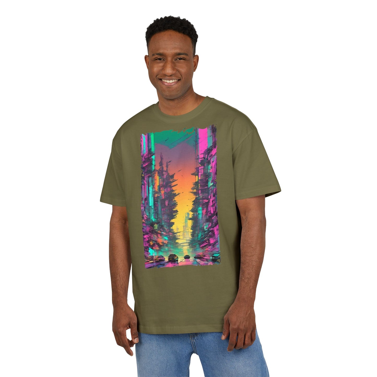 Vibrant Nature Sunset Unisex Oversize Tee, Cozy Graphic Shirt for Nature Lovers, Trendy Casual Wear, Gift for Friends, Summer Fashion