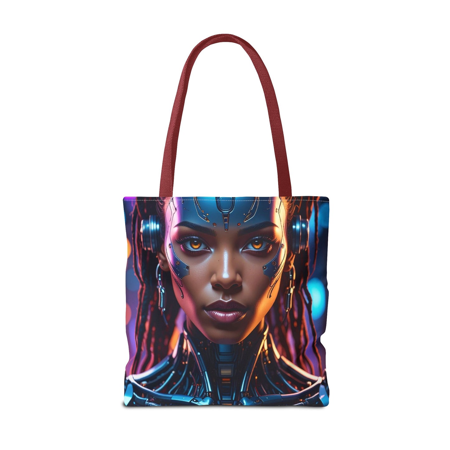 Futuristic Cyberpunk Tote Bag, AOP Tote, Cool Gift for Tech Lovers, Stylish Bag for Everyday Use, Space-Themed Fashion