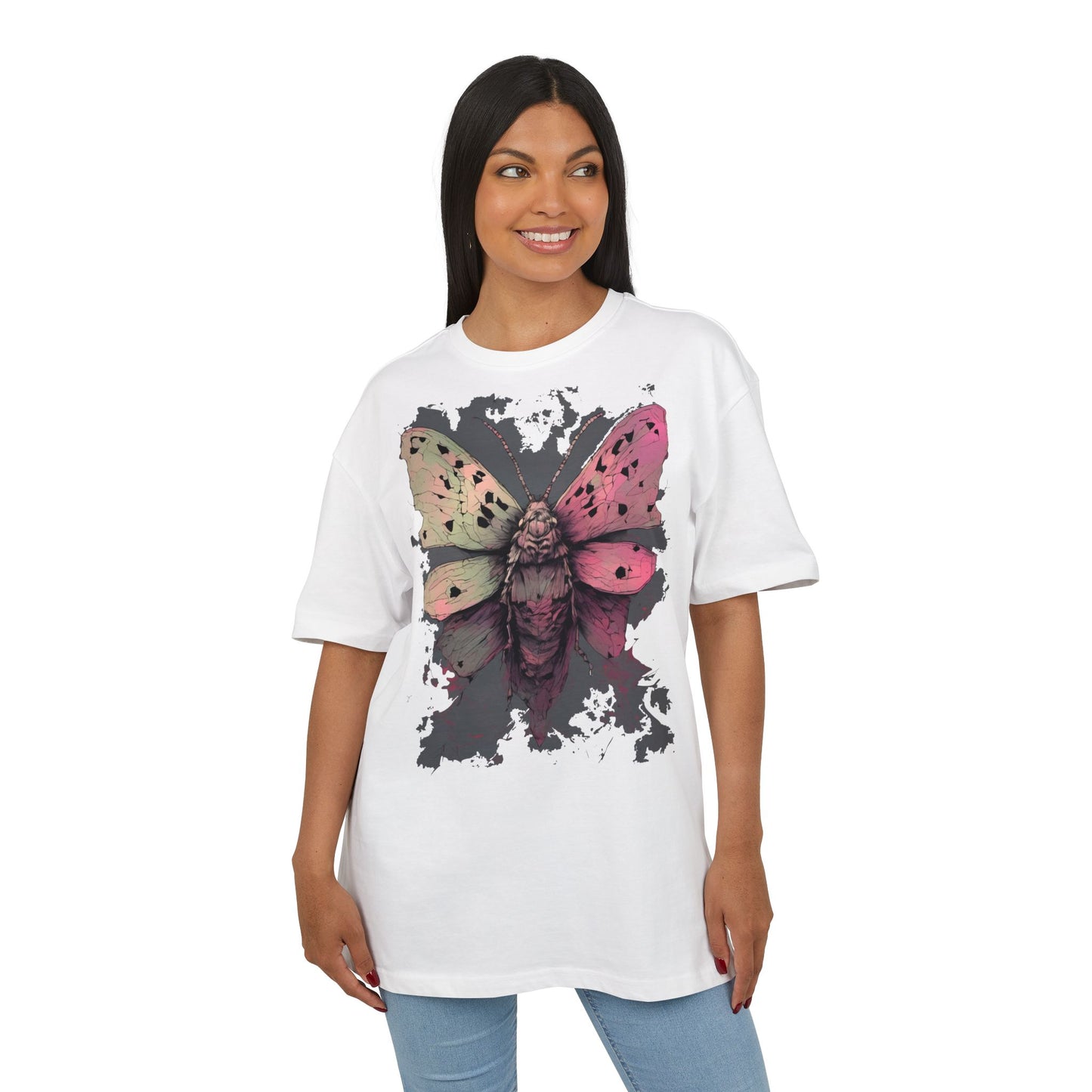 Moth Art Unisex Oversized Tee, Graphic T-Shirt, Nature Lover Gift, Everyday Wear, Summer Style