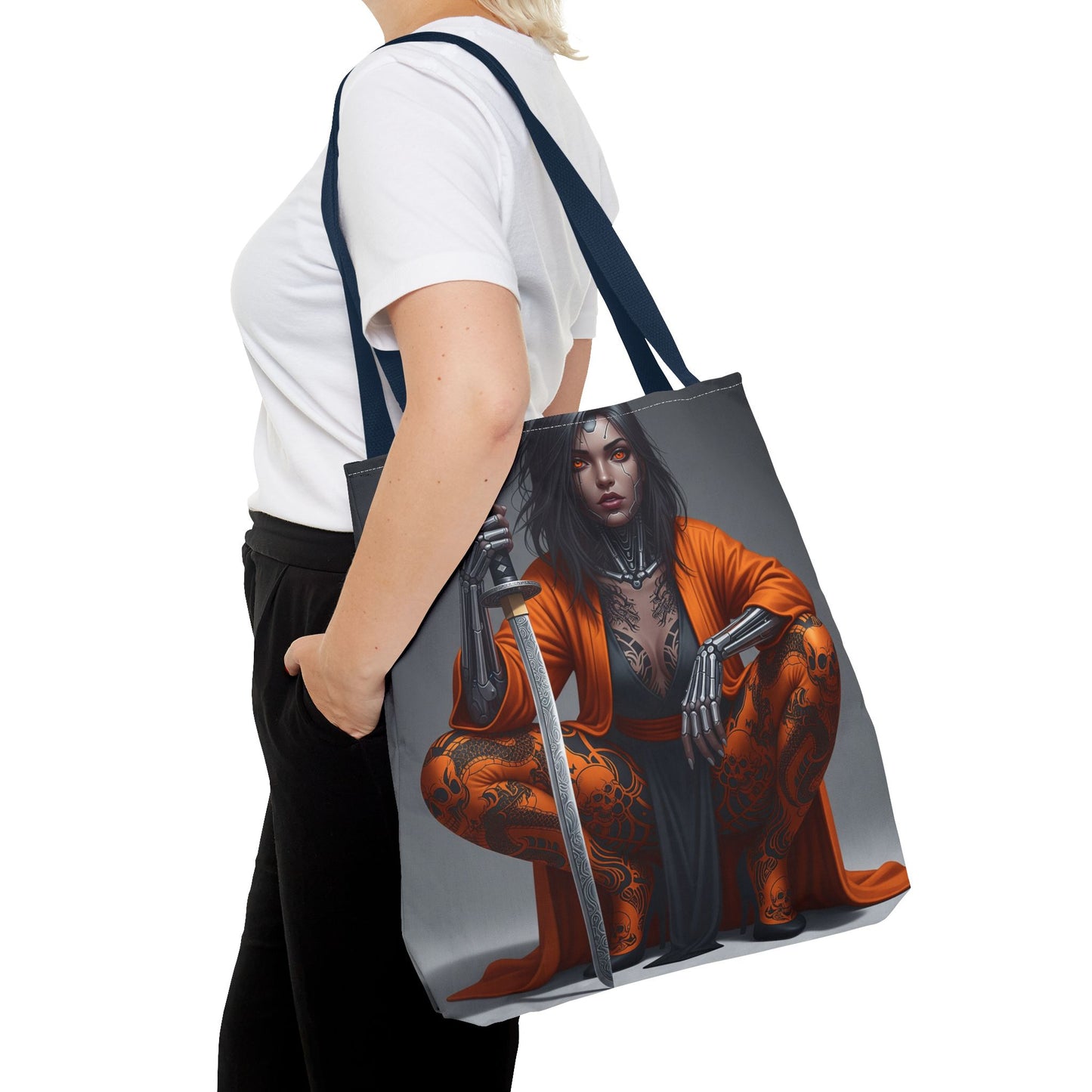 Fierce Samurai Tote Bag | Stylish AOP Bag for Anime Lovers | Perfect for Everyday, Shopping, or Gifts | Unique and Bold Design
