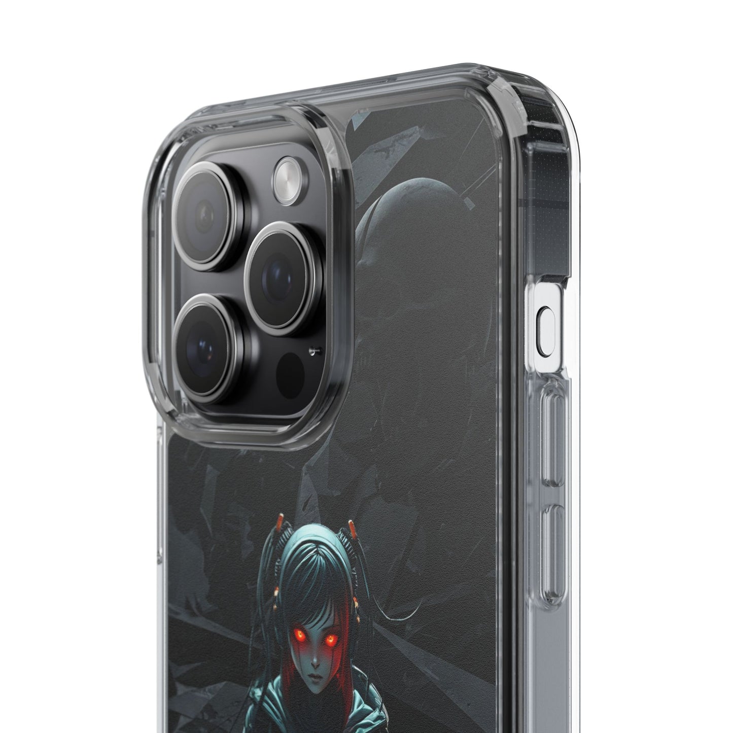 Futuristic Clear Phone Case with Cyberpunk Design - Edgy and Stylish