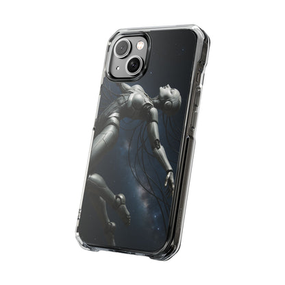 Futuristic Phone Case, Artistic Clear Impact Case for Tech Lovers, Robot Design Phone Cover, Unique Gift for Geeks, Space Theme