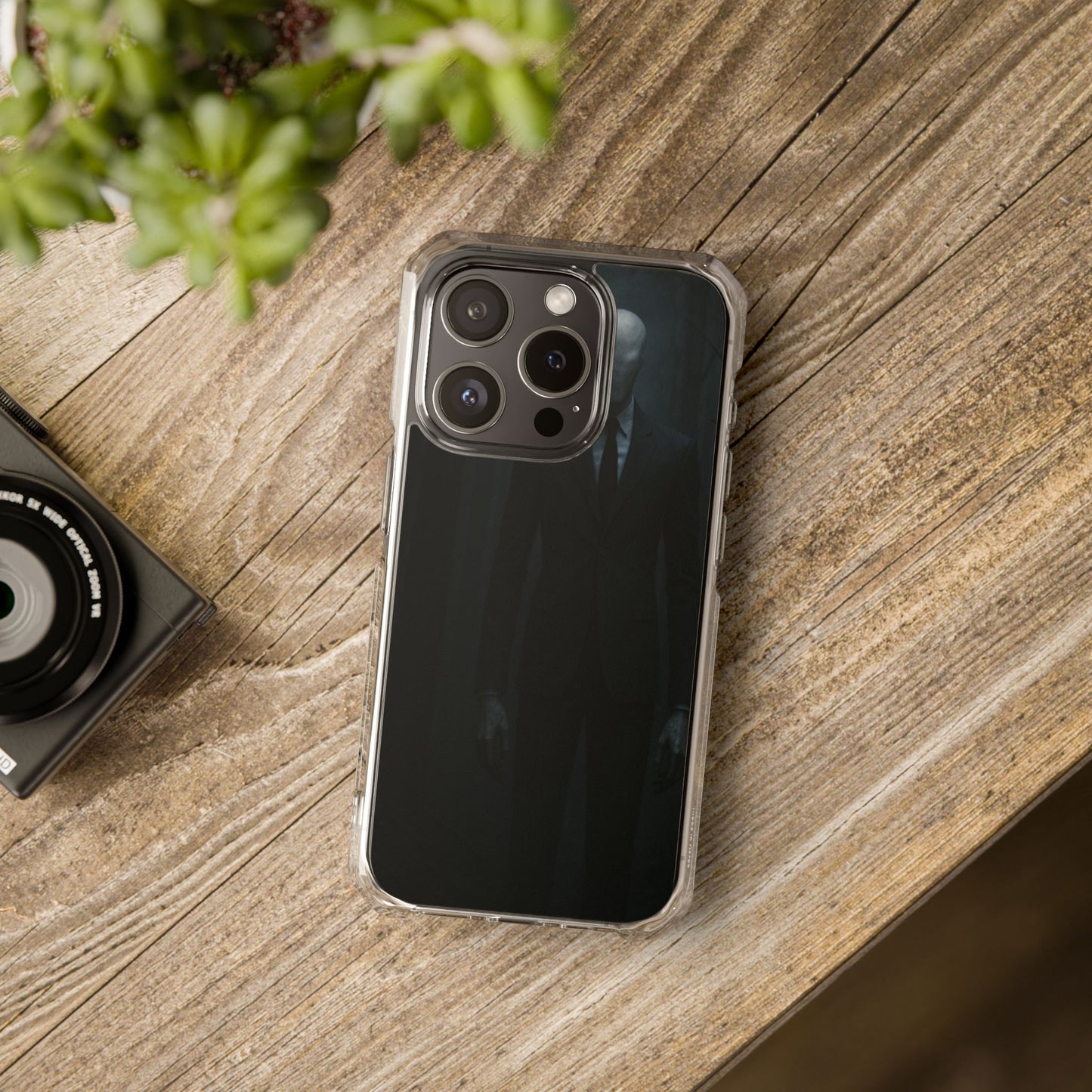 Sleek Phone Case with Minimalist Horror Design of Slenderman, Slim Protective Case, Unique Gift for Horror Lovers, Clear Impact-Resistant Case