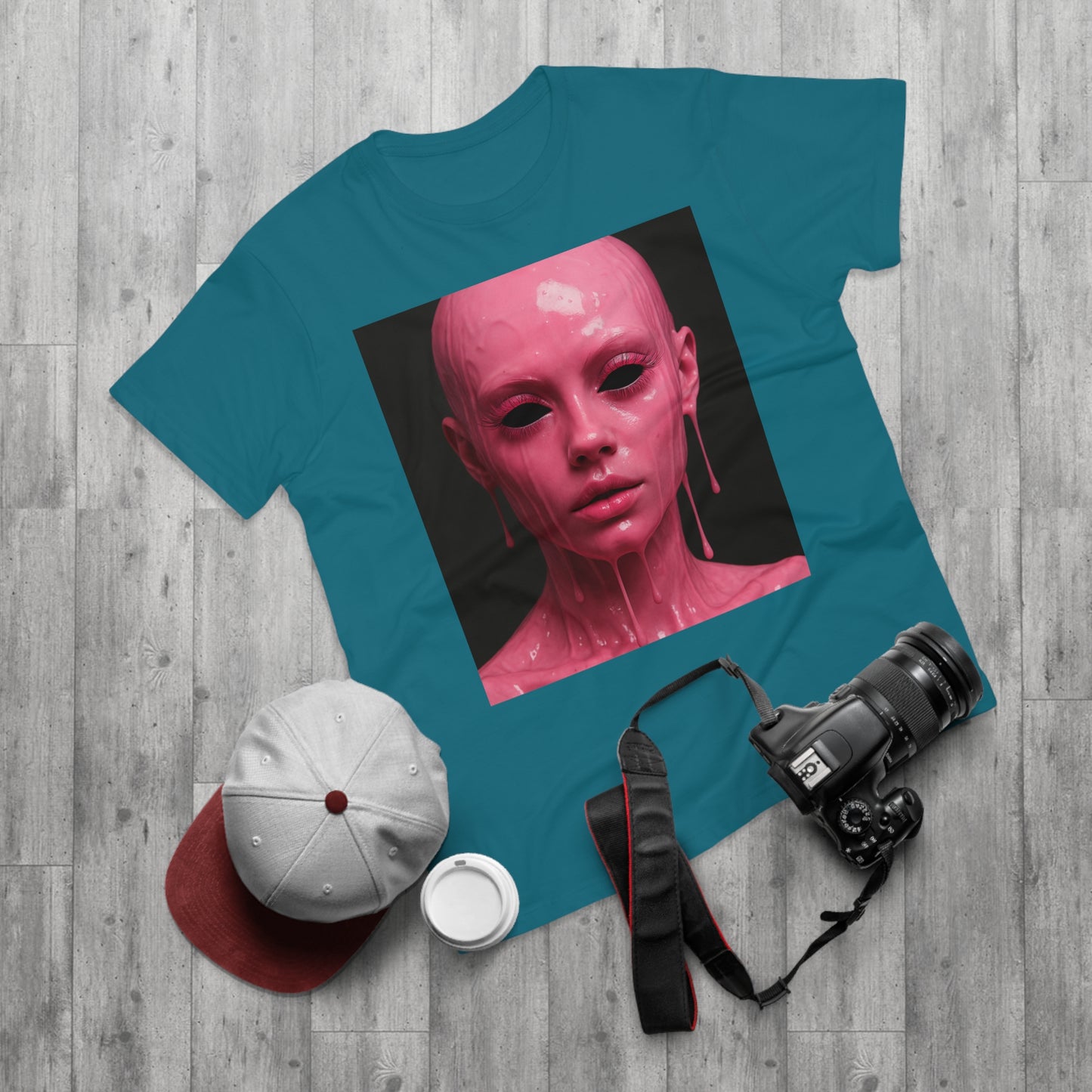 Artistic Pink Melting Face T-Shirt - Trendy Graphic Tee, Unique Gift, Statement Apparel, Festival Wear, Occasional Fashion, Street Style