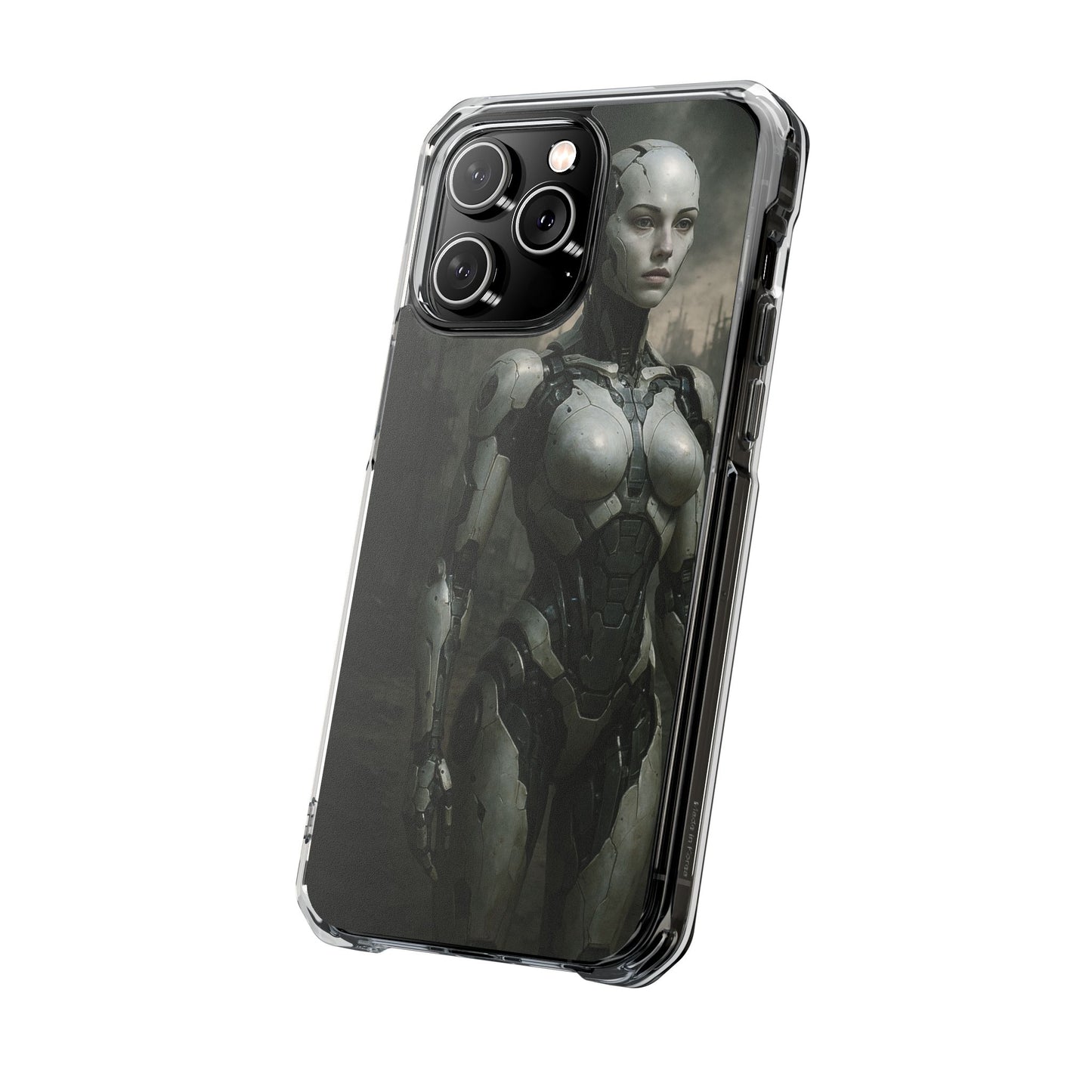 Futuristic Phone Case, Clear Impact Case with Sci-Fi Design, Smartphone Protection, Cyberpunk Aesthetic, Gift for Tech Lovers