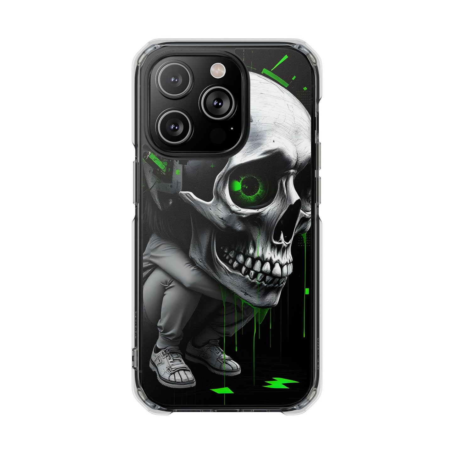 Edgy Skull Phone Case - Magnetic Clear Impact Cases, Unique Phone Cover, Goth Accessory, Halloween Gift, Stylish Tech Protection