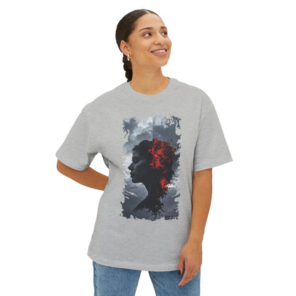Stylish Oversized Boxy Tee with Artistic Profile Design, Casual Streetwear, Graphic T-shirt, Gift for Art Lovers, Everyday Comfort