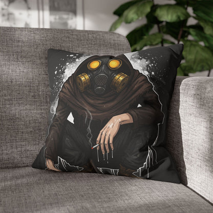 Gothic Gas Mask Pillowcase - Unique Home Decor, Edgy Throw Pillow, Gifts for Sci-Fi Fans, Alternative Room Style, Men’s Bedroom Decor
