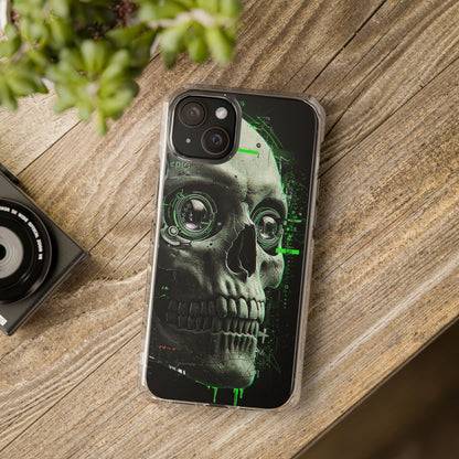 Gothic Skull Phone Case, Cyberpunk Design, Clear Impact Protection, Unique Gift for Him, Halloween Accessories, Tech Lover