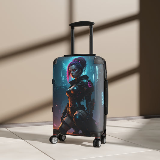 Futuristic Graphic Suitcase, Travel Luggage for Adventurers, Cyberpunk Style Carry-On, Unique Gift for Travelers, Stylish Vacation Bag