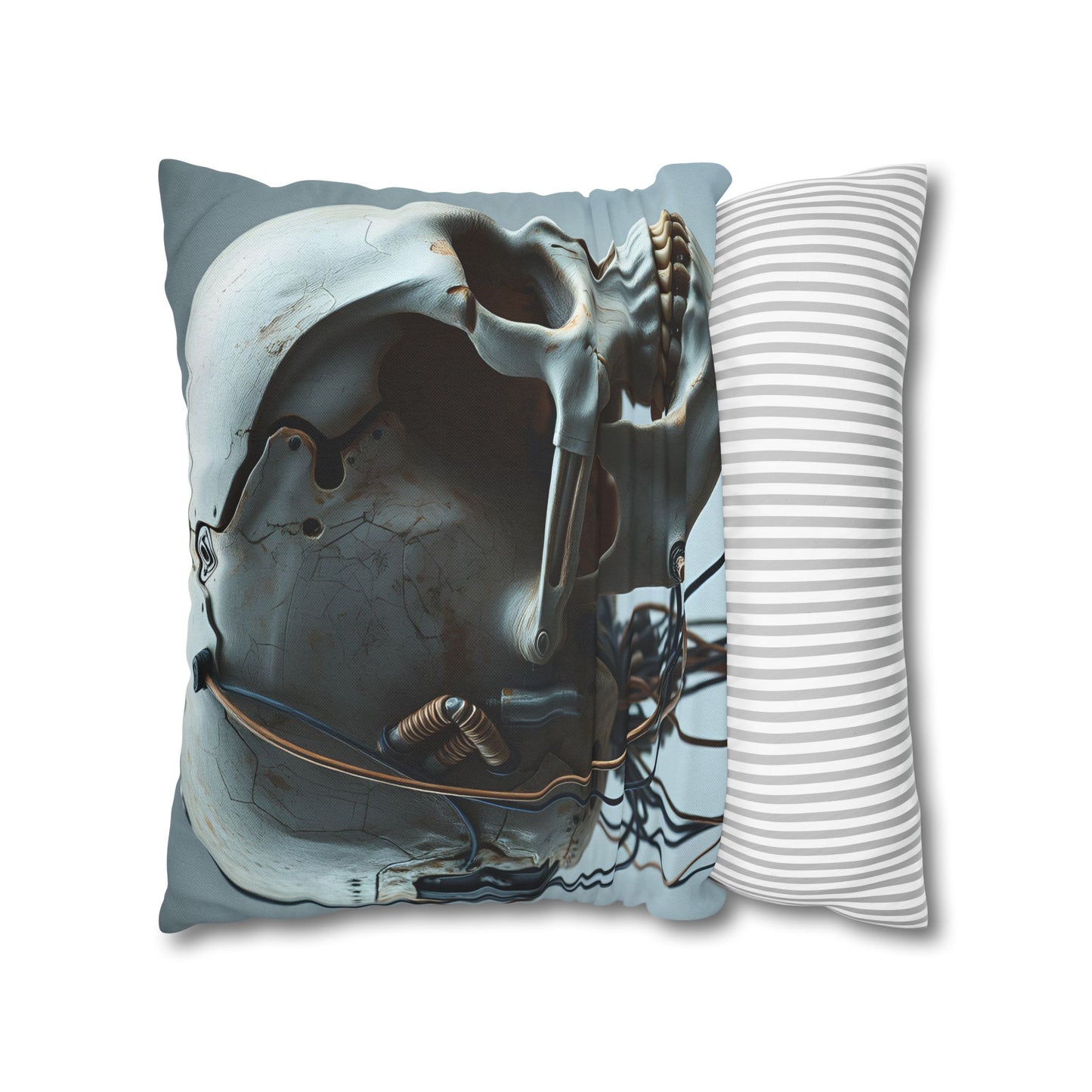 Square Pillowcase Futuristic Edge Skull Design Pillowcase