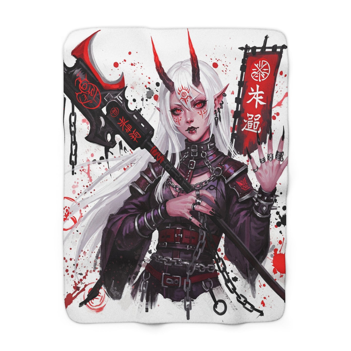 Demonic Art Sherpa Fleece Blanket - Cozy and Unique Gift for Anime Lovers