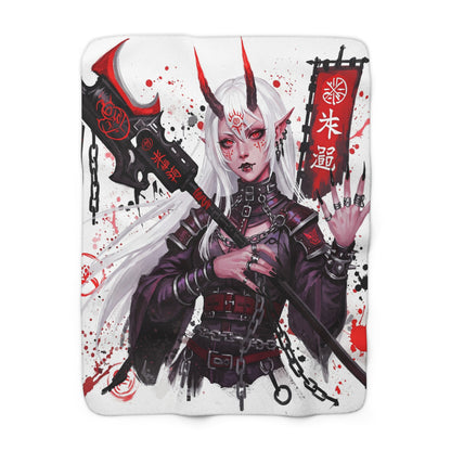 Demonic Art Sherpa Fleece Blanket - Cozy and Unique Gift for Anime Lovers