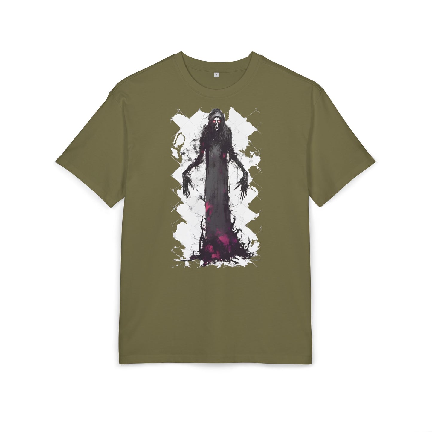 Eerie Spirit Unisex Heavy Oversize Tee, Halloween Costume T-Shirt, Casual Graphic Shirt, Gothic Tee, Spooky Art Apparel