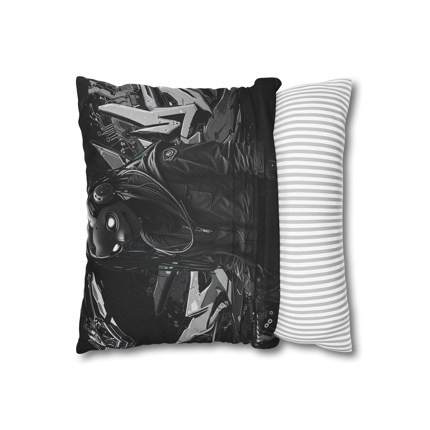 Edgy Cyberpunk Square Pillowcase - Modern Decor for Gaming Enthusiasts