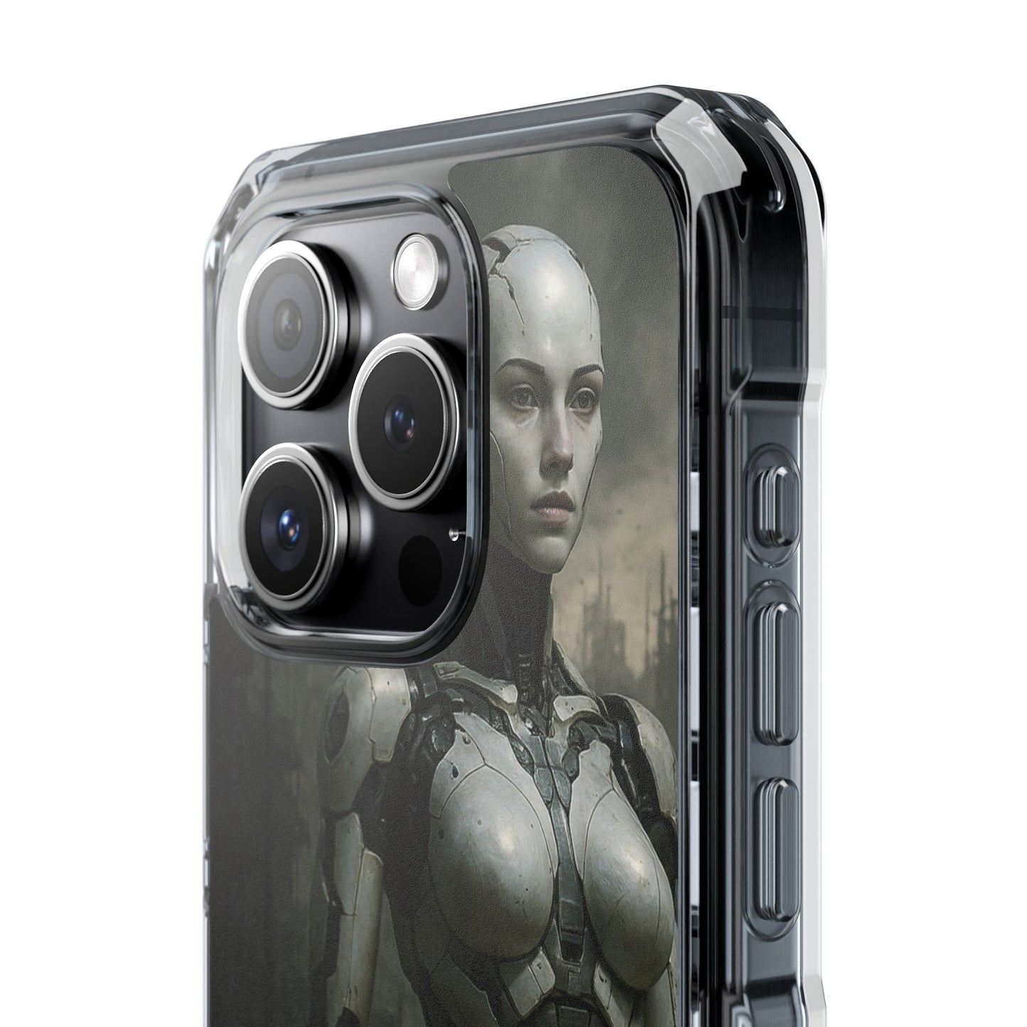Futuristic Phone Case, Clear Impact Case with Sci-Fi Design, Smartphone Protection, Cyberpunk Aesthetic, Gift for Tech Lovers