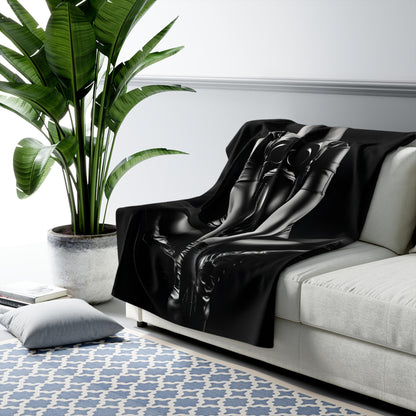 Sherpa Fleece Blanket with Futuristic Cyber Dark Design