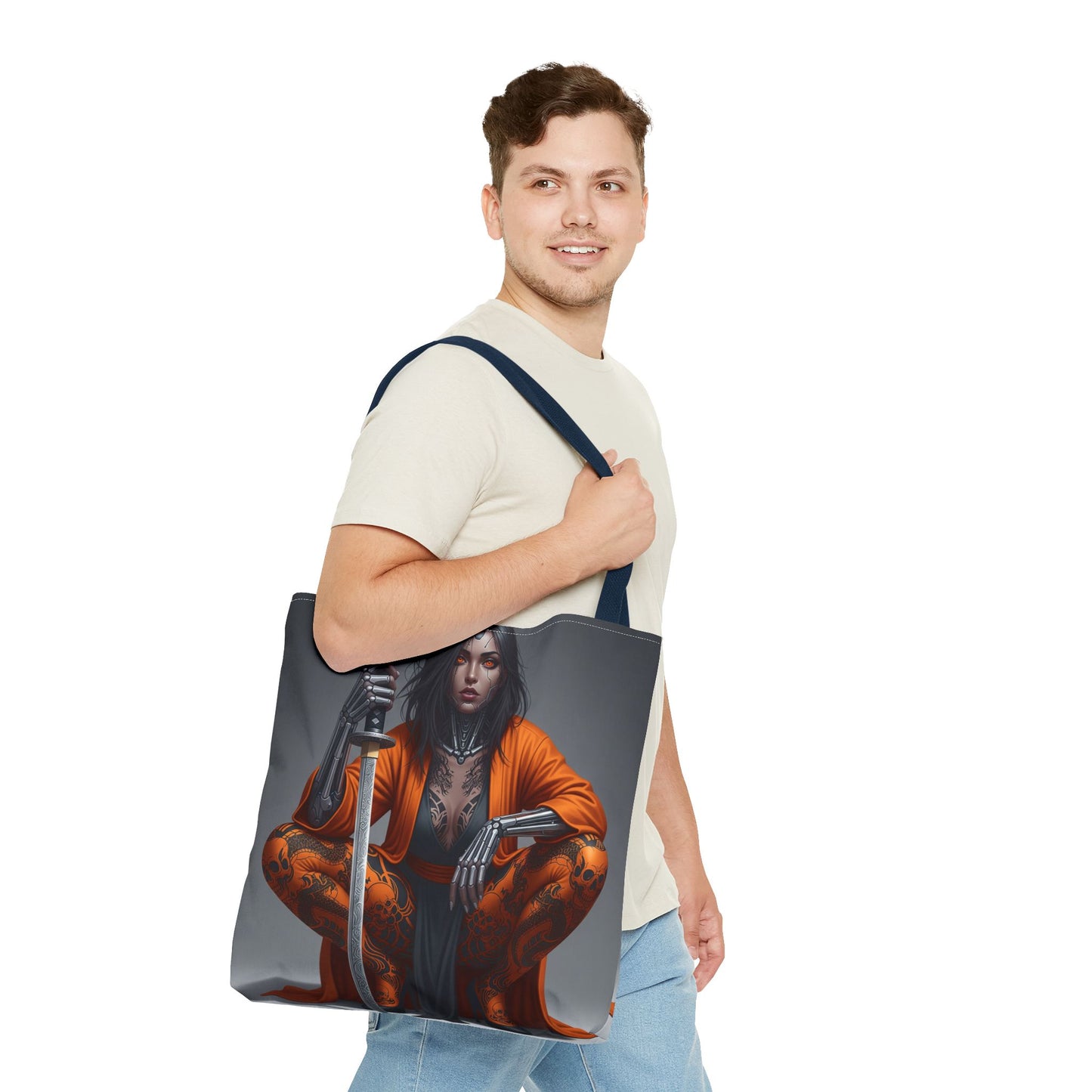 Fierce Samurai Tote Bag | Stylish AOP Bag for Anime Lovers | Perfect for Everyday, Shopping, or Gifts | Unique and Bold Design