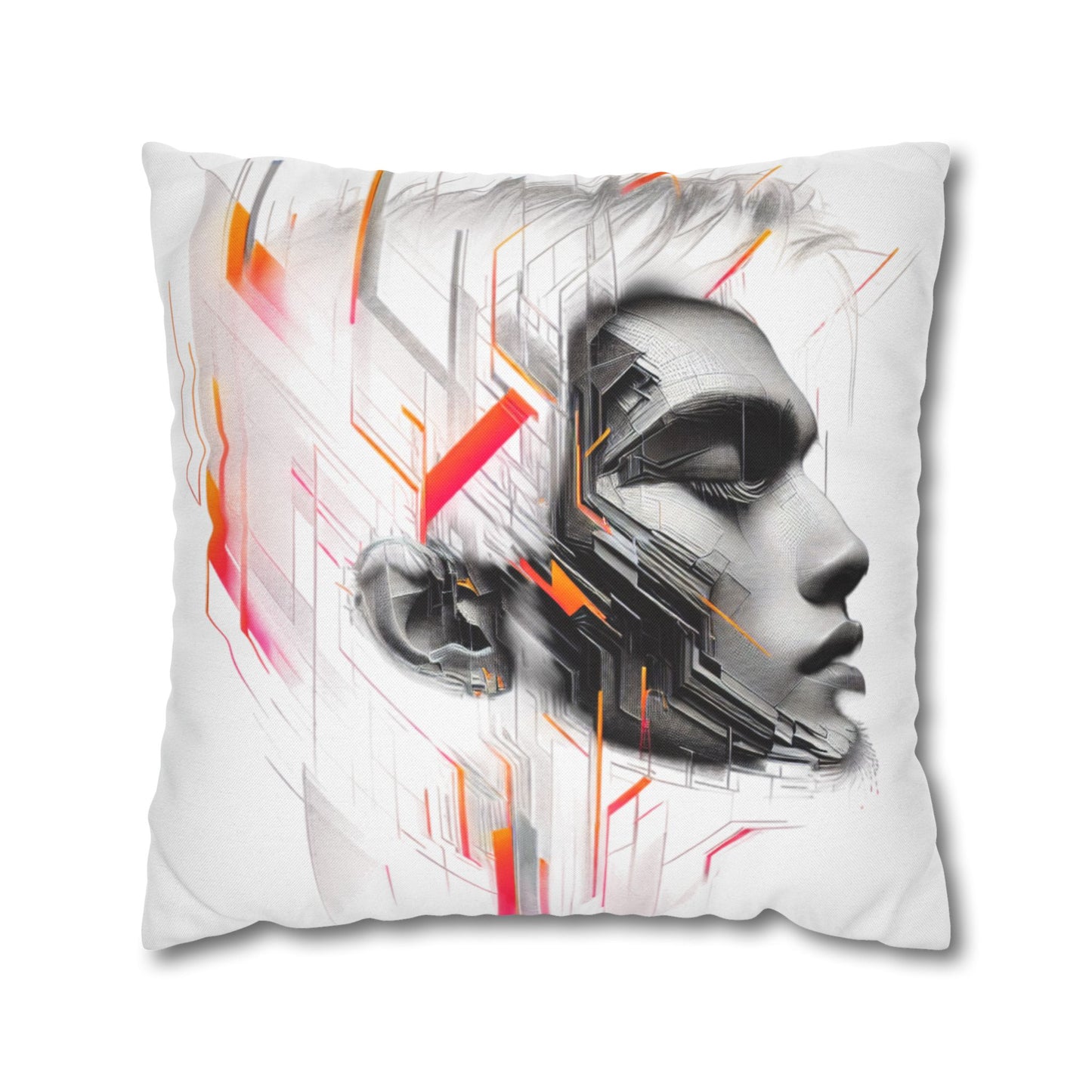 Futuristic Art Pillowcase - Modern Home Decor, Geometric Throw Pillow, Gift for Tech Lovers, Contemporary Accent Cushion
