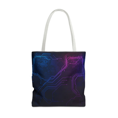 Futuristic Circuit Design Tote Bag | Tech Lover Gift, Stylish Shopping Bag, Geek Chic Tote, AOP Carryall, Unique Gift Idea