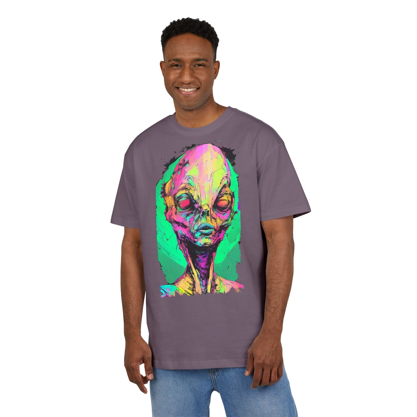 Alien Art Oversize Tee, Graphic Tee, Unisex T-Shirt, Casual Wear, Unique Gift for Sci-Fi Lovers
