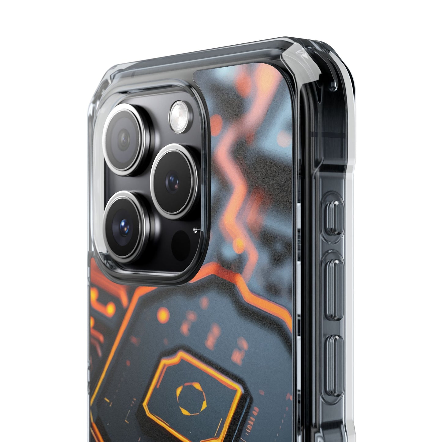 Futuristic Magnetic Phone Case, Clear Impact Case, Stylish Tech Accessory, Gifts for Tech Enthusiasts, Unique Phone Cover