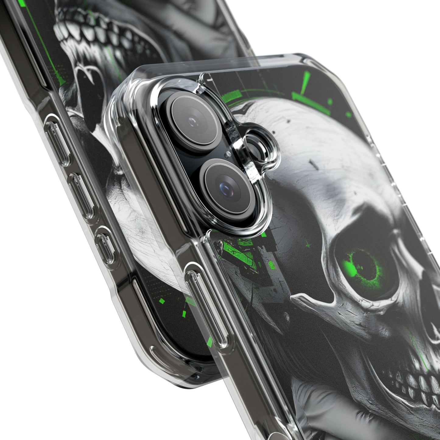 Edgy Skull Phone Case - Magnetic Clear Impact Cases, Unique Phone Cover, Goth Accessory, Halloween Gift, Stylish Tech Protection