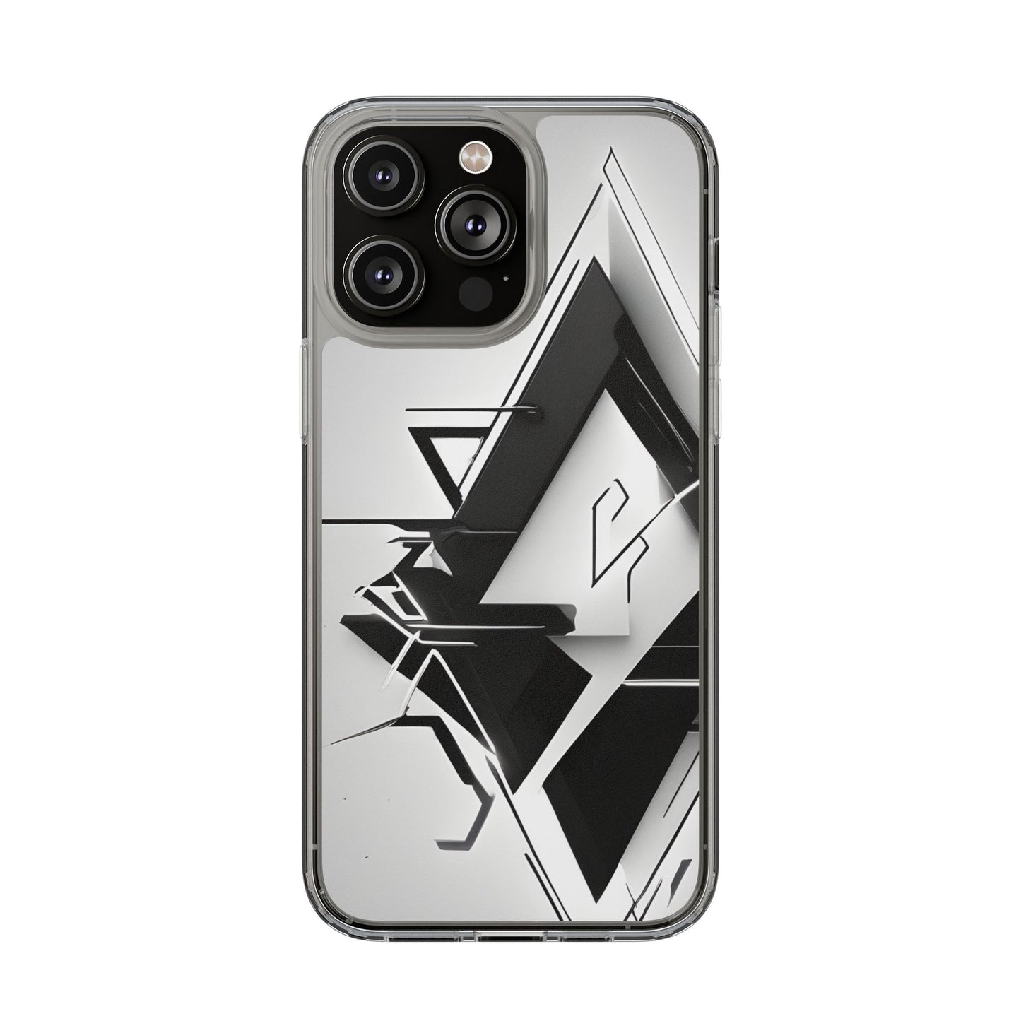 Clear Phone Case with Abstract Edgy Design Print