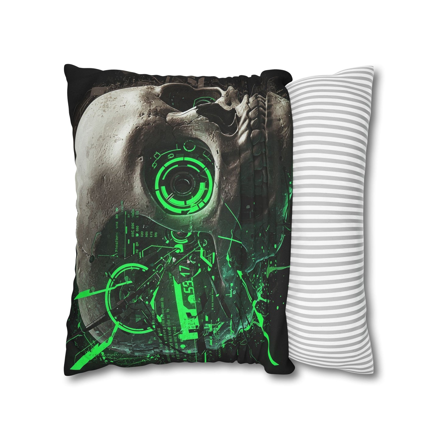 Futuristic Skull Pillowcase - Edgy Home Decor, Gothic Accessories, Cyberpunk Living Room, Halloween Decorations, Unique Gift Idea