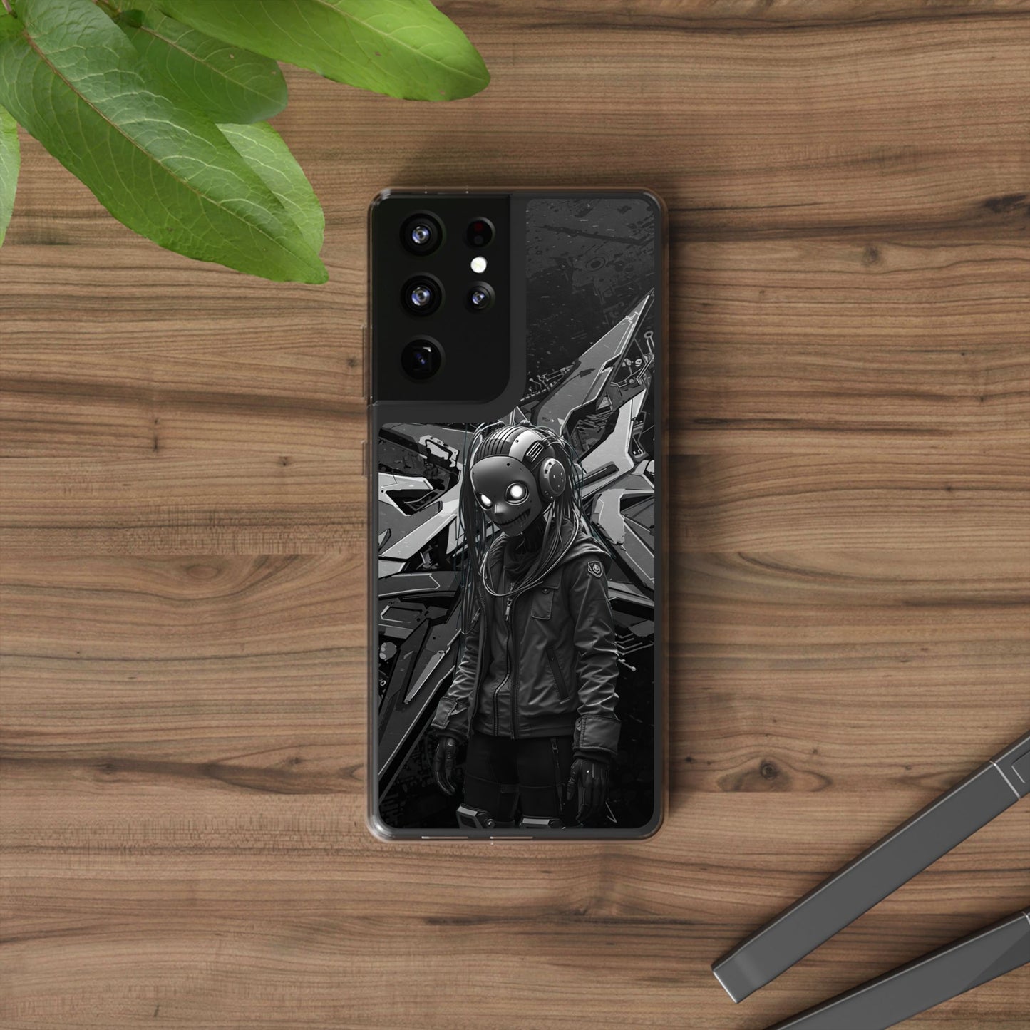 Anime-Inspired Clear Phone Case - Edgy Streetwear Style
