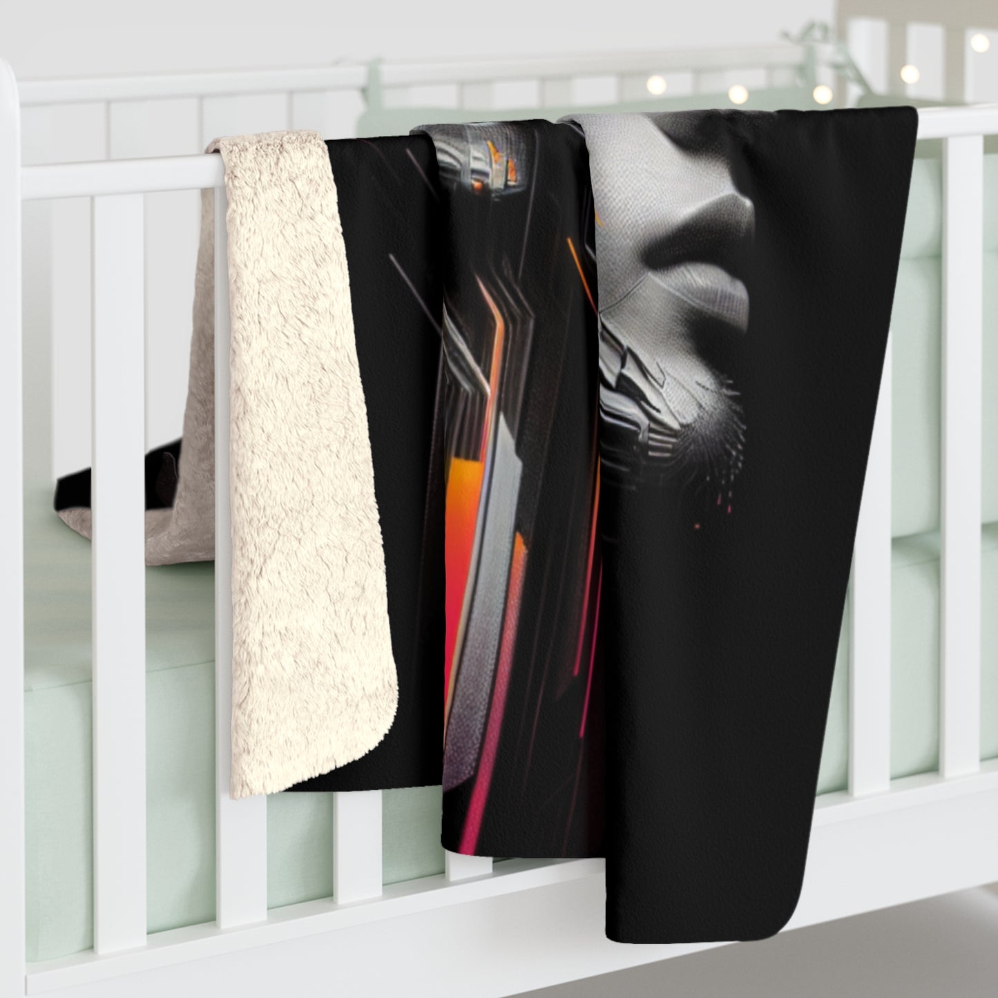 Modern Sherpa Fleece Blanket - Abstract Portrait Design for Cozy Home Decor