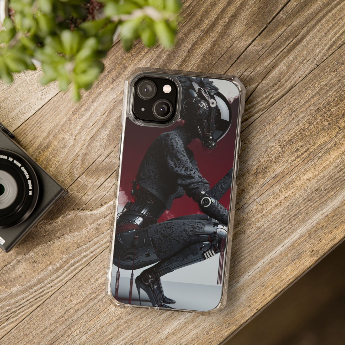 Cyber Design Magnetic Phone Case, Clear Mobile Cover, Gothic Style, Halloween Gift, Celestial Protection Accessory