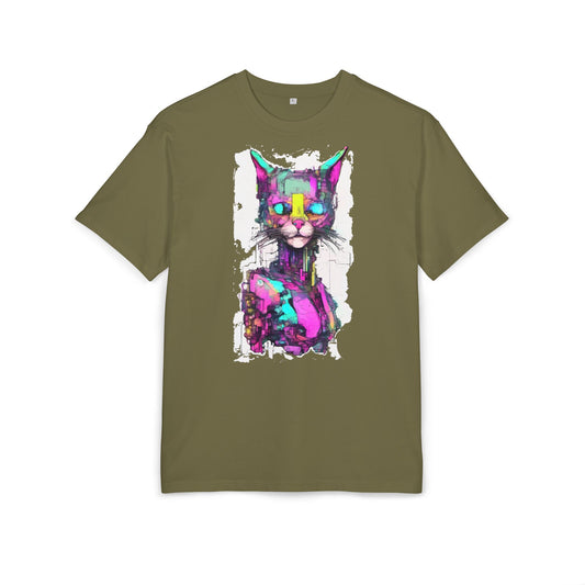 Colorful Cat Graphic Unisex Oversize Tee, Fun T-Shirt for Cat Lovers, Unique Art Apparel, Casual Wear, Gift for Pet Owners