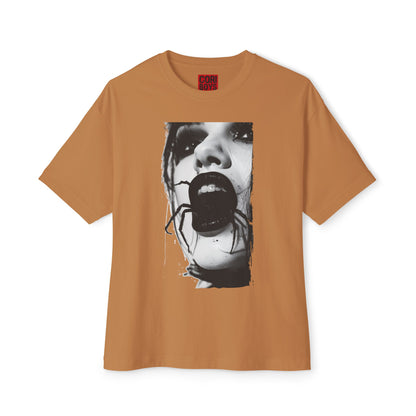Spooky Spider Graphic Tee, Unisex Oversized Black Widow Shirt, Halloween Apparel, Creepy Casual Wear, Unique Gift Idea