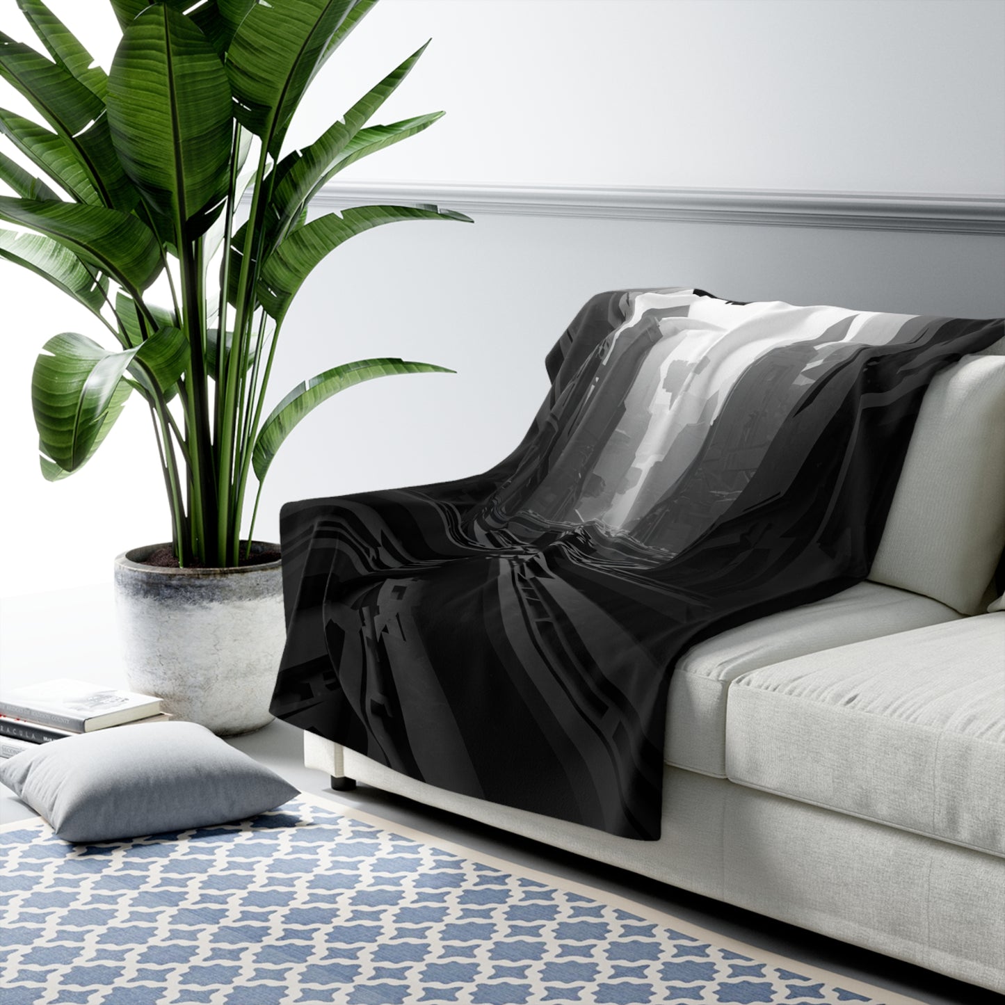 Futuristic Sherpa Fleece Blanket - Cozy Throw for Sci-Fi Lovers