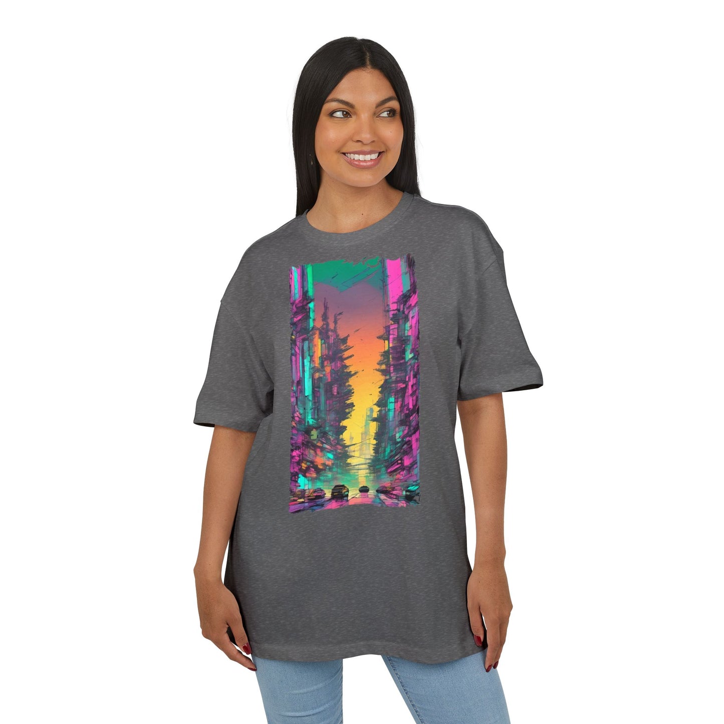 Vibrant Nature Sunset Unisex Oversize Tee, Cozy Graphic Shirt for Nature Lovers, Trendy Casual Wear, Gift for Friends, Summer Fashion