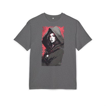 Artistic Oversize Tee with Hooded Character Design, Unisex Streetwear, Graphic Tee, Casual Wear, Unique Gift, Fashion Statement