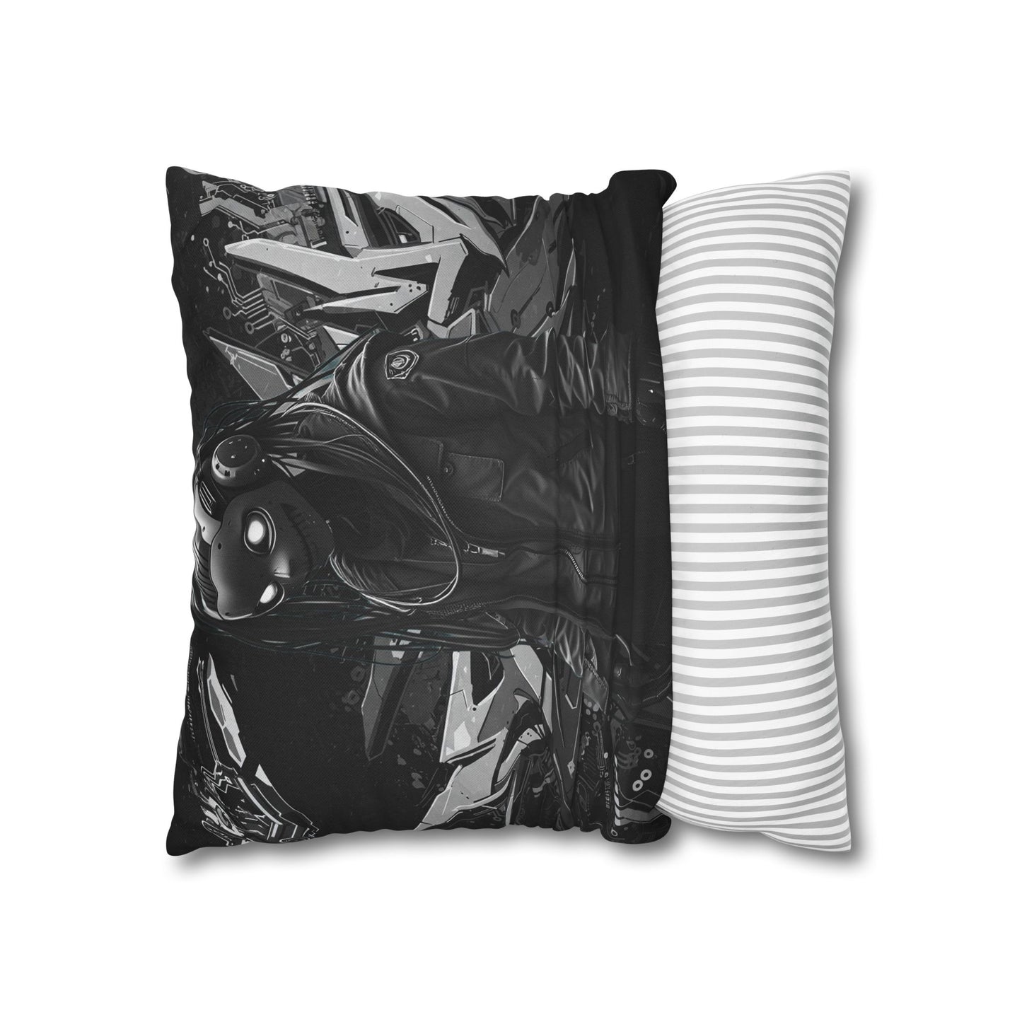 Edgy Cyberpunk Square Pillowcase - Modern Decor for Gaming Enthusiasts