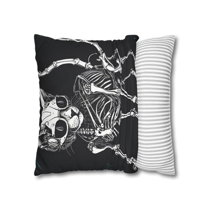 Square Pillowcase with Edgy Skeleton Cat Design