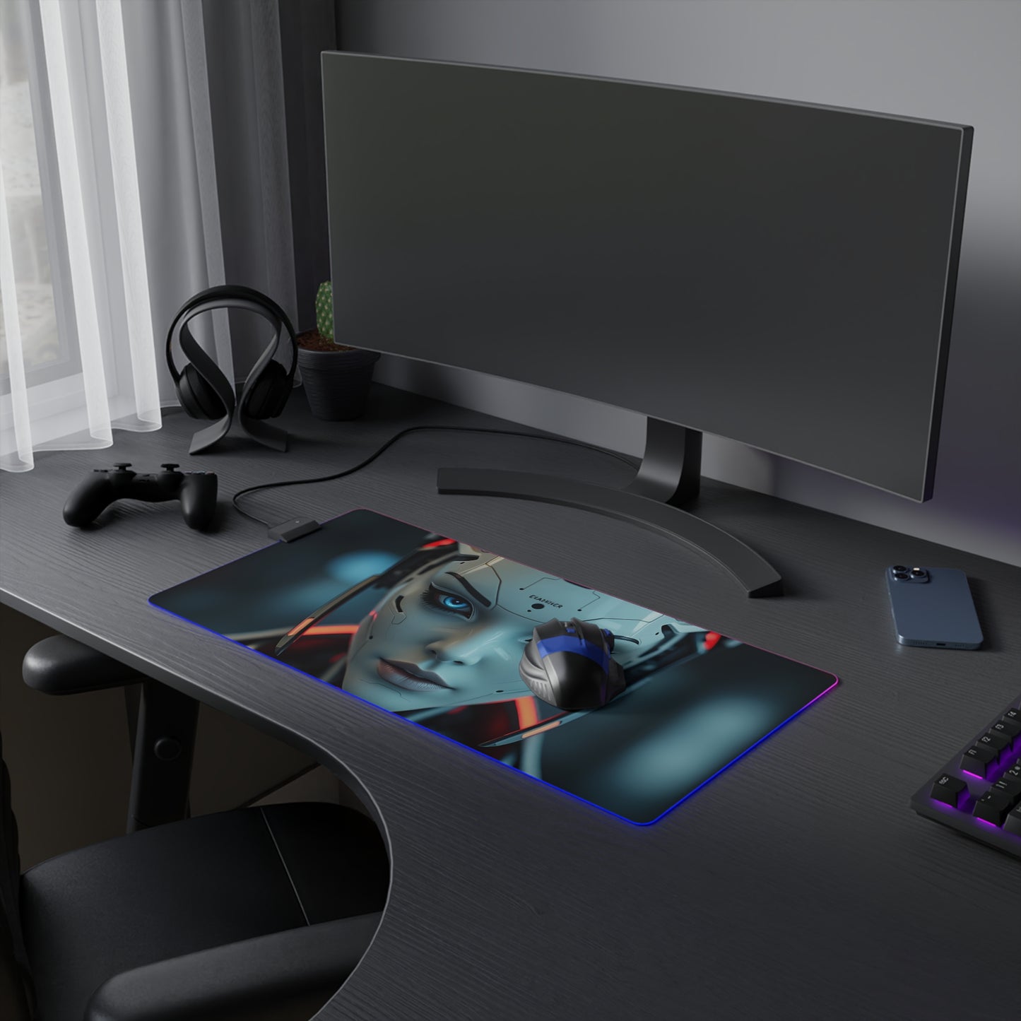 Futuristic LED Gaming Mouse Pad - Illuminated Desk Accessory, Pc Gamer Gift, Esports Essential, LED Art, Gaming Decor