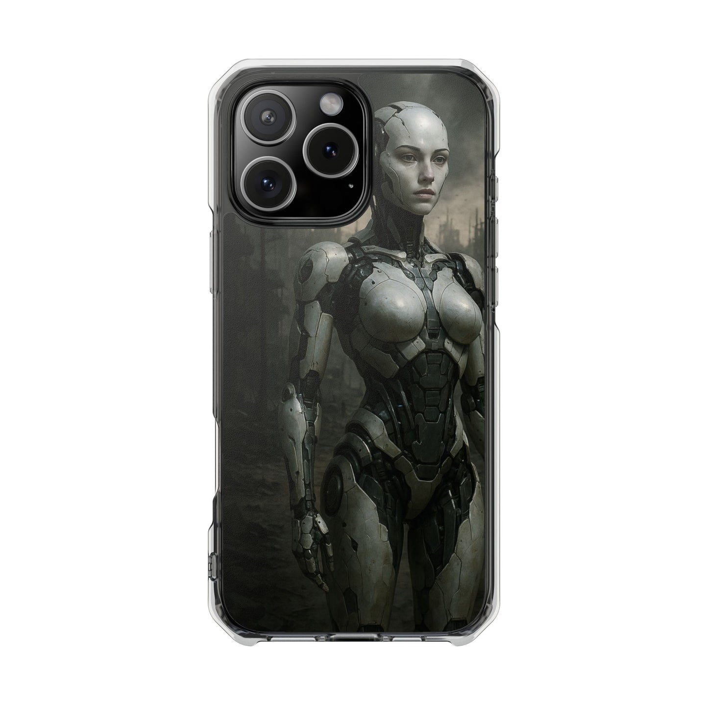 Futuristic Phone Case, Clear Impact Case with Sci-Fi Design, Smartphone Protection, Cyberpunk Aesthetic, Gift for Tech Lovers
