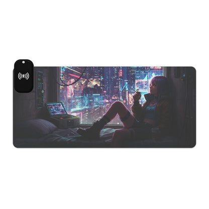 LED Gaming Mouse Pad with Wireless Charging - Futuristic Gamer Desk Accessory, RGB Desk Mat, Gaming Setup Decor, Perfect for Gifts